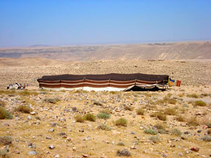 Bedouin tent in the hinterland of the Shobak Crusader Castle.