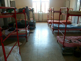 One of the men's dormitory rooms
