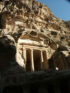 One of the facades in Little Petra