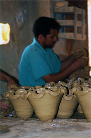 Decorative pots after wheel throwing