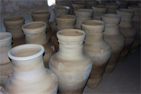 Large water jars (zir) awaiting the kiln