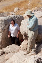 Ela Dubis at the dolmen (with Murray Brandstater)