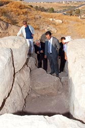 The group viewed through the dolmen
